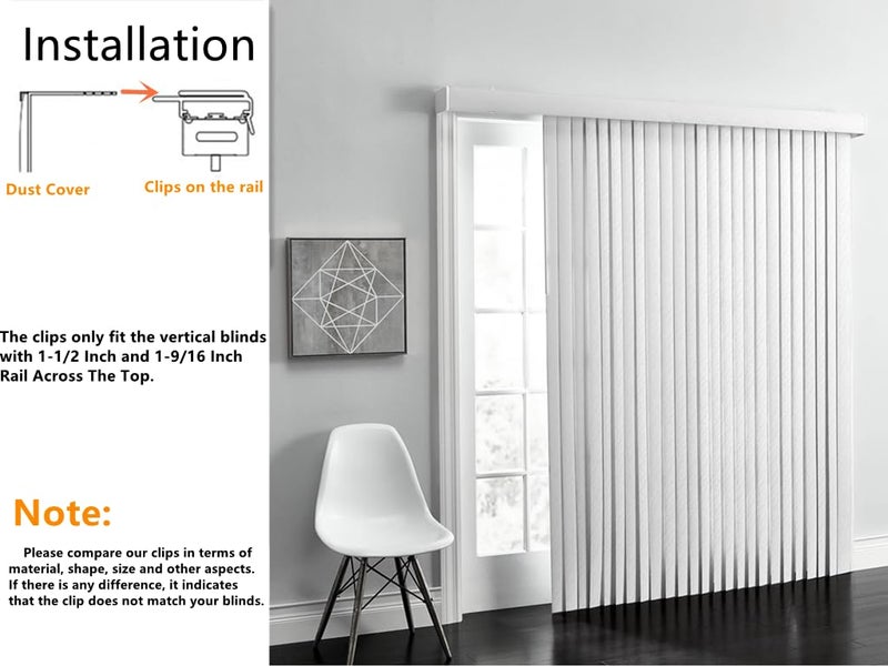 Cutelec 6pcs Valance Clip Vertical Blinds Dust Cover Holder Bracket for 1-1/2" or 1-9/16" Head Rails Across The Top - Image 4